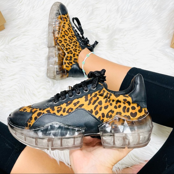 Black leopard chunky sneaker - Picture 2 of 6